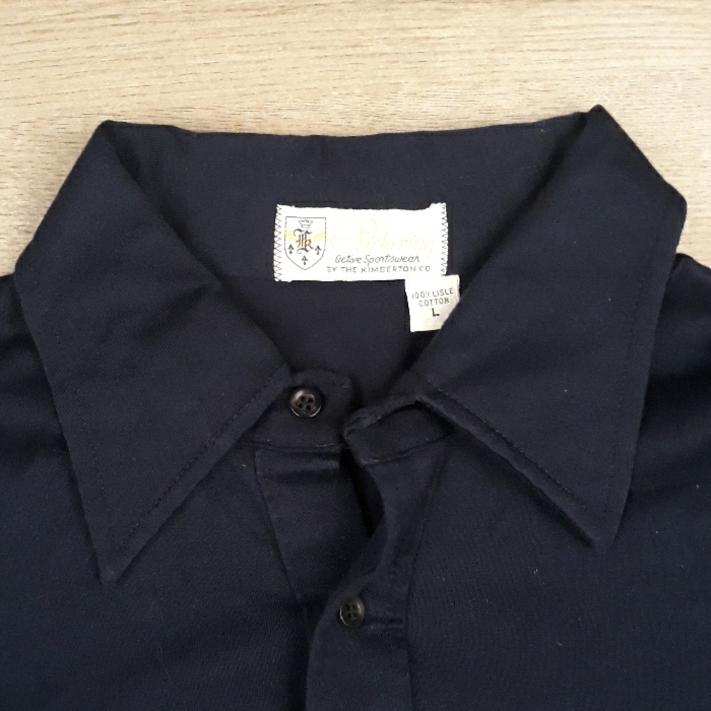 80s PICKERING Dark Navy Golf L Polo Mens‎ Shirt VTG